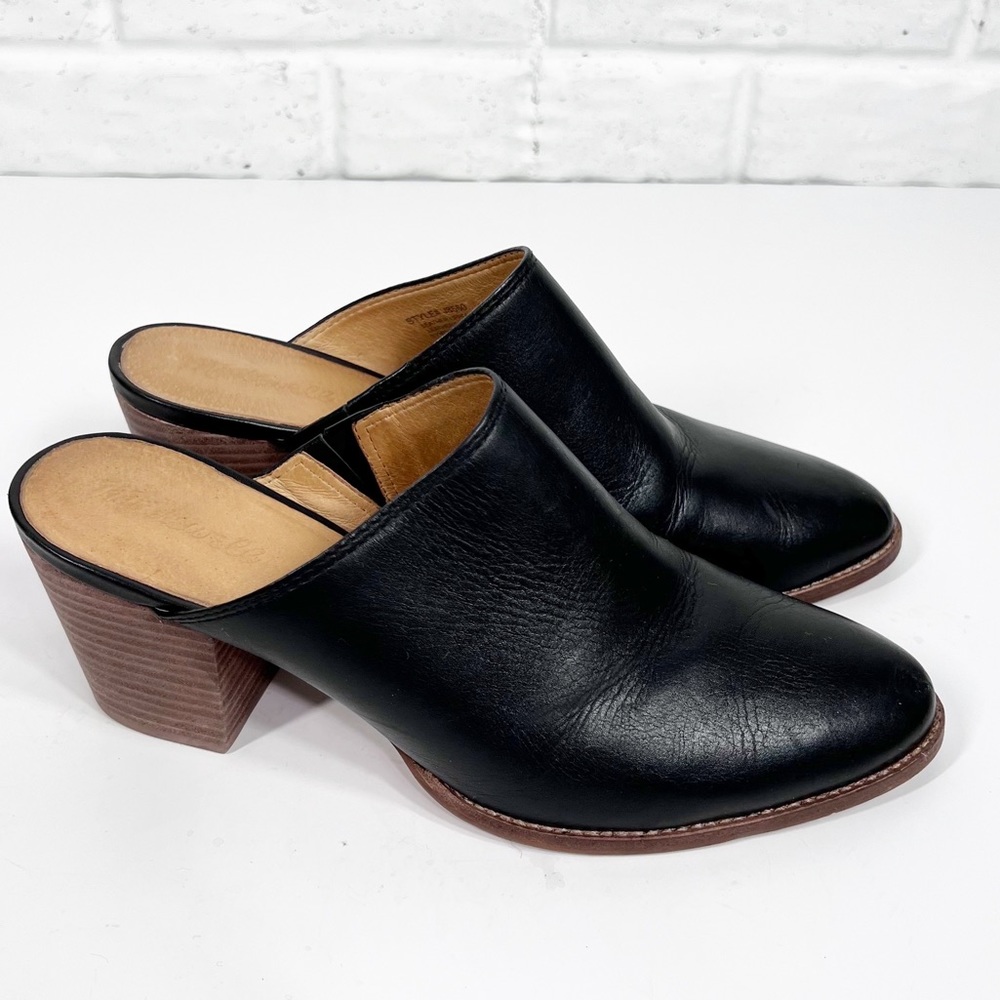 MADEWELL Black Harper Leather Block Heel Mule